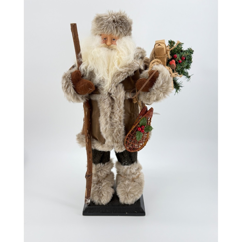 Rustic Woodland Santa Claus Figure 18" Christmas Decor Ski Lodge Holiday Display